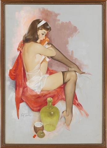 (PIN-UP) FRITZ WILLIS. Woman with her Doll.